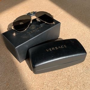 Versace Aviators w/ Black Leather Bridge
